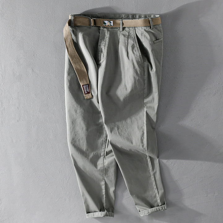 Men's cotton chino with woven belt and tapered leg Mune Fashion