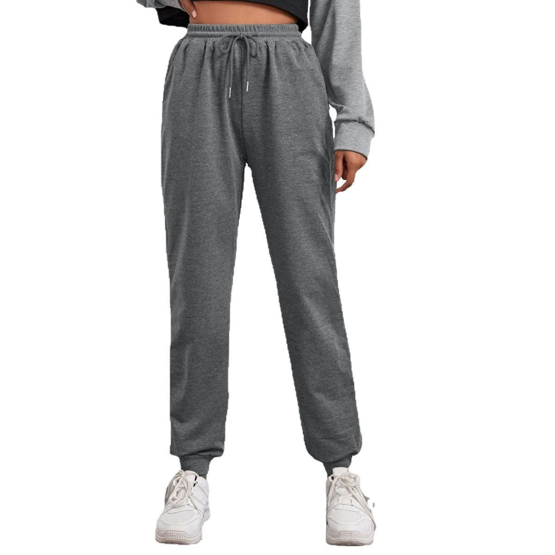 Women's relaxed high waist jogger pants with elastic waistband, drawstring, and ribbed hem cuffs Mune Fashion