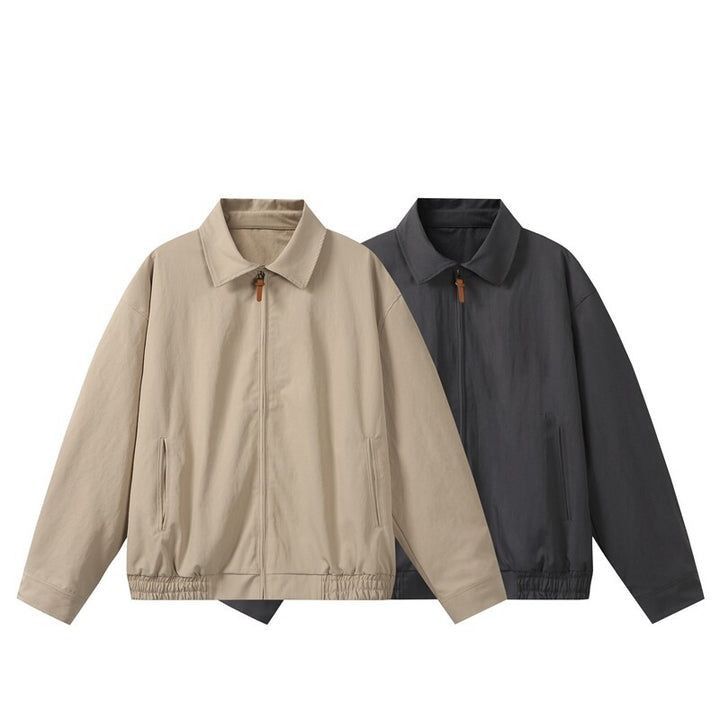 Unisex Lightweight Oversized Transitional Bomber Jacket with Shirt Collar and Elastic Hem Mune Fashion