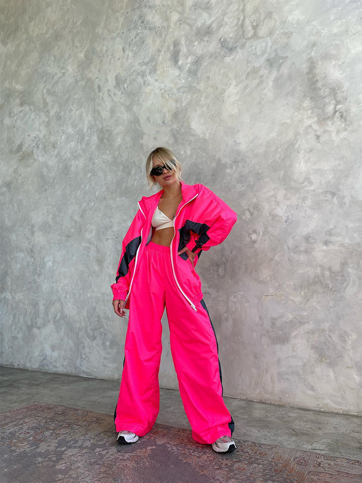 Women's nan sportives tracksuit set with windbreaker jacket and wide leg pants Mune Fashion