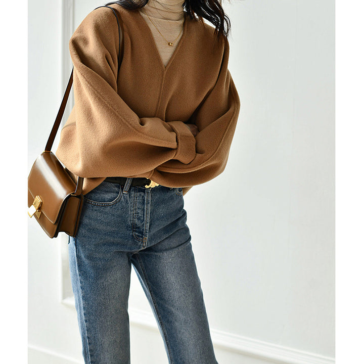 Women Casual V-Neck Sweater Mune Fashion