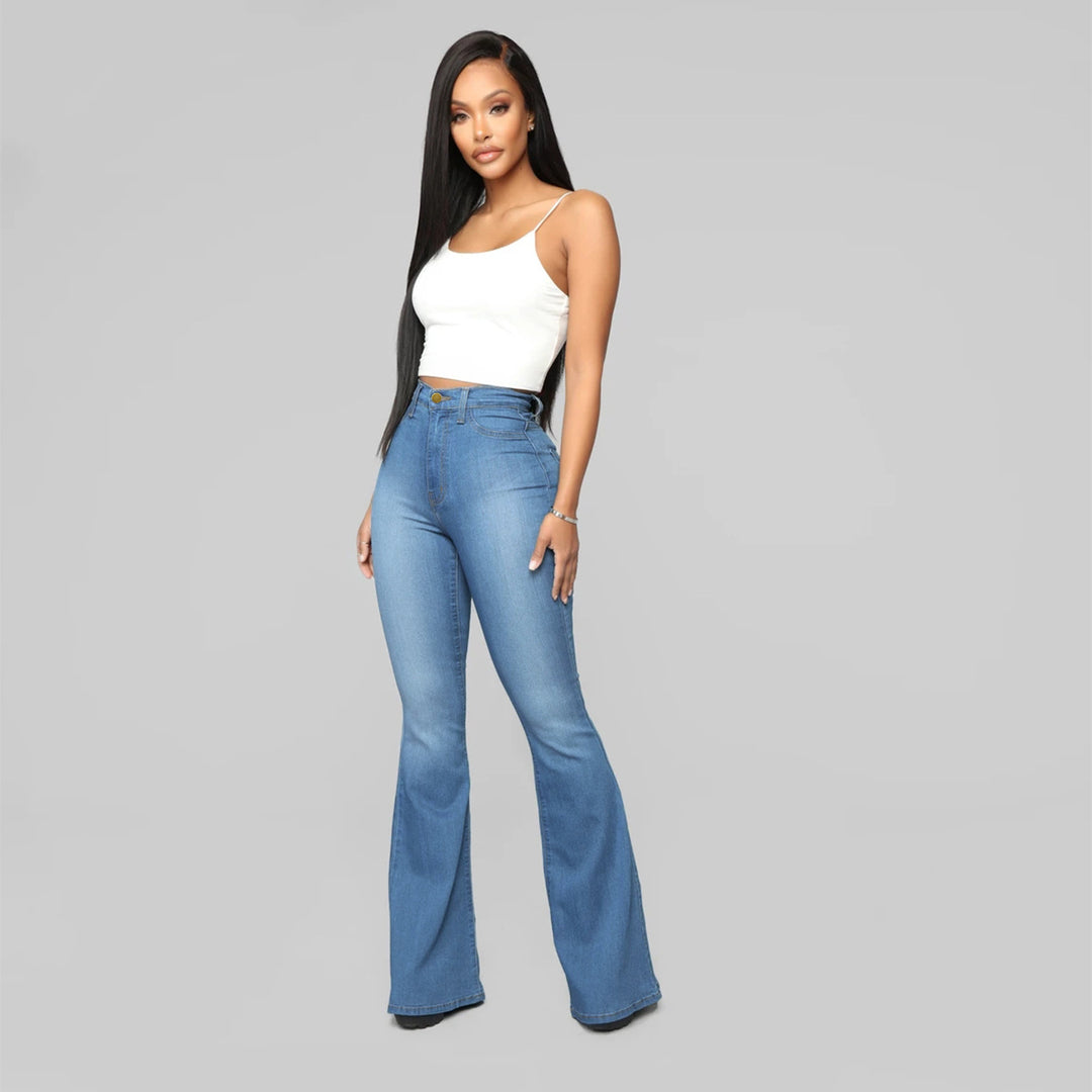 Women's High-Waisted Flared Jeans made from Stretch Denim with a Waist-Shaping Cut Mune Fashion