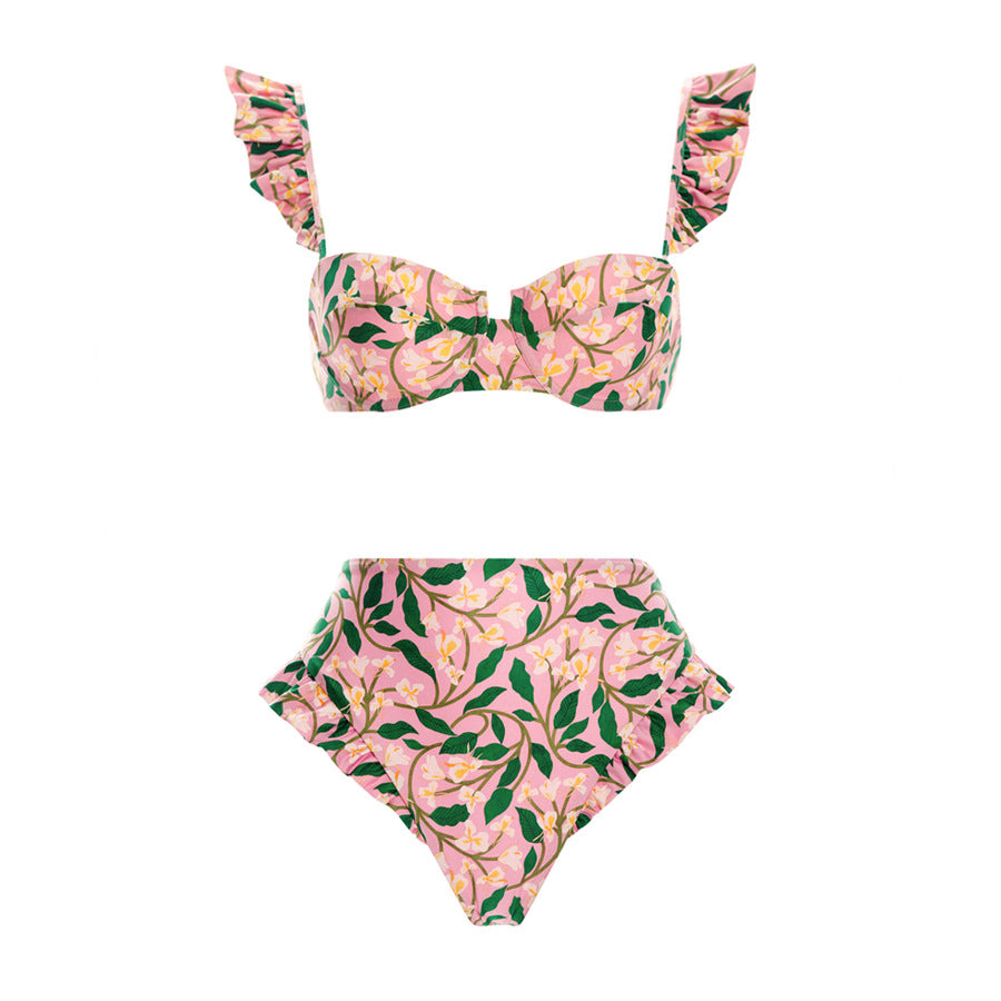 Women's bikini set with playful ruffles and high-waisted band Mune Fashion