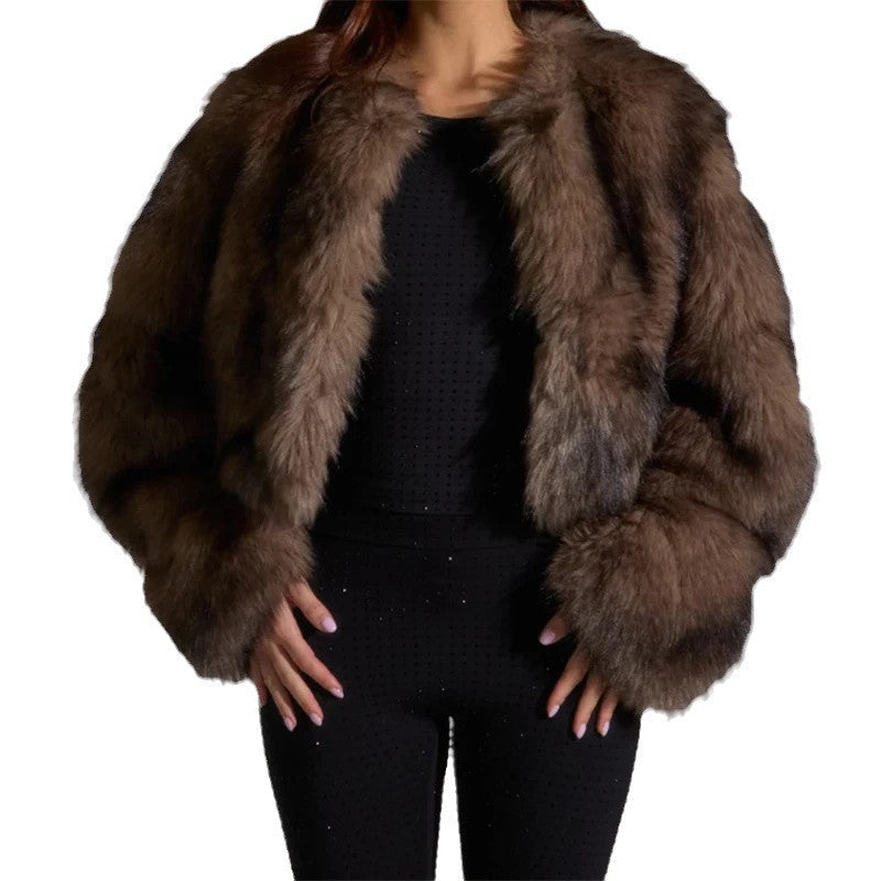Ladies Fur Jacket with Long, Soft Sleeves Mune Fashion