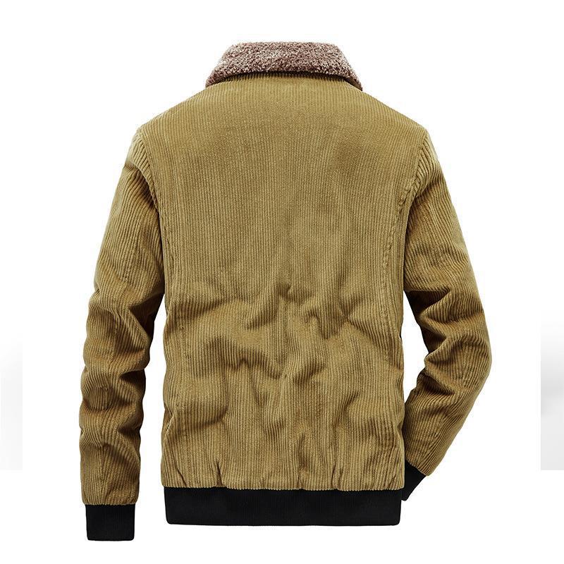 Men's cord field jacket with Sherpa inner lining, stand-up collar and patch pockets Mune Fashion