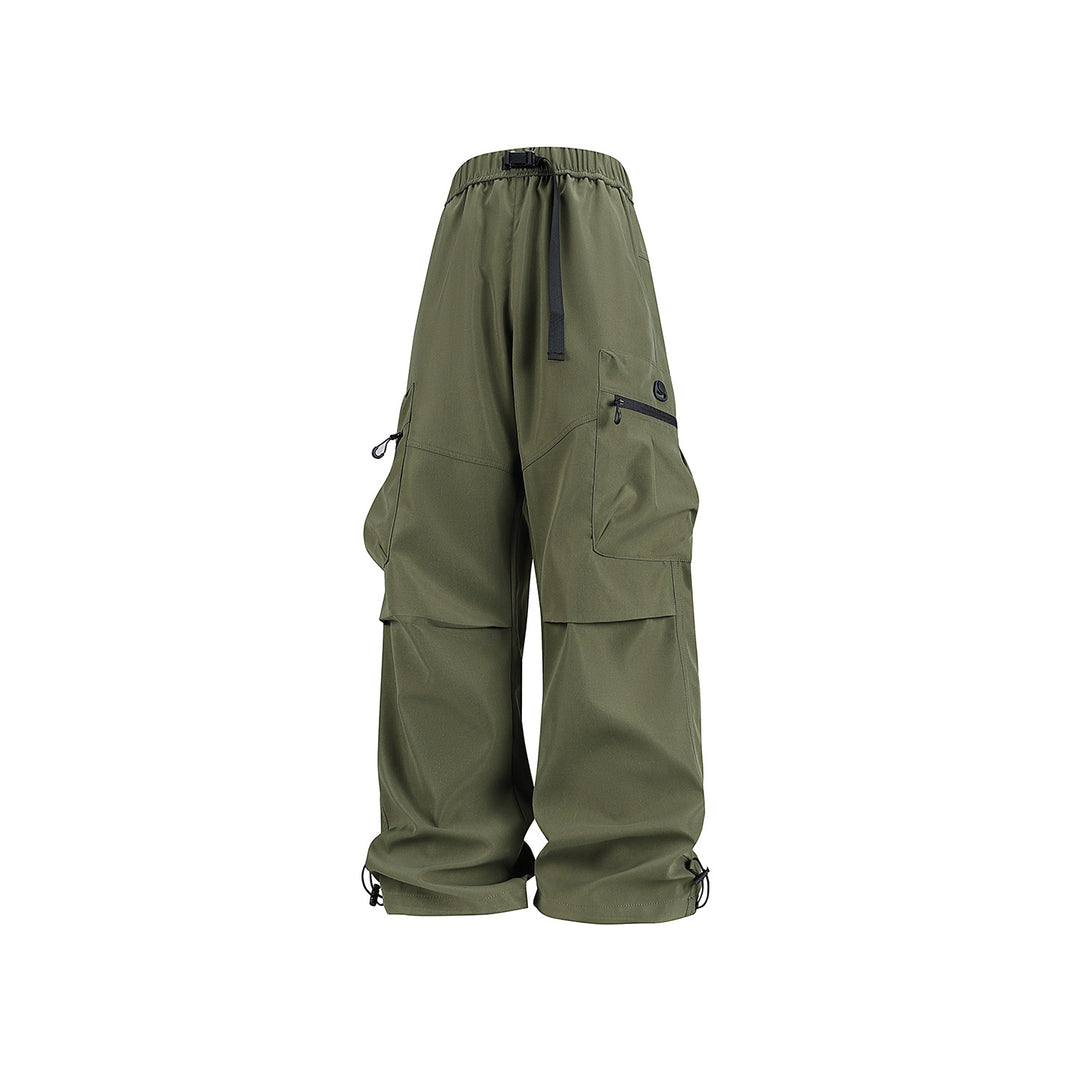 Men's wide technical cargo pants with multi pockets, drawstring and adjustable leg hems Drune