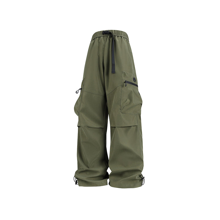 Men's wide technical cargo pants with multi pockets, drawstring and adjustable leg hems Drune