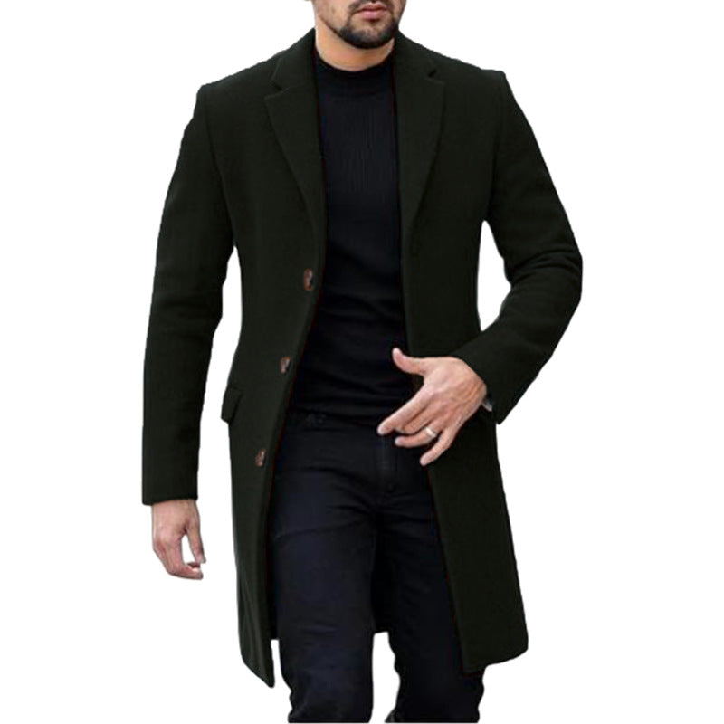 Men's Elegant Wool Coat with Modern Cut and Practical Pockets Mune