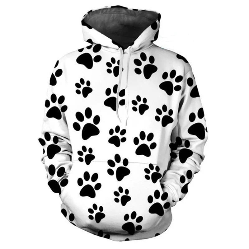 Women Funny Hoodie with Paw Print Mune Fashion
