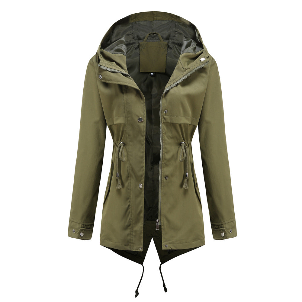 Women's water-repellent parka with waist drawstring and asymmetric hem Mune Fashion