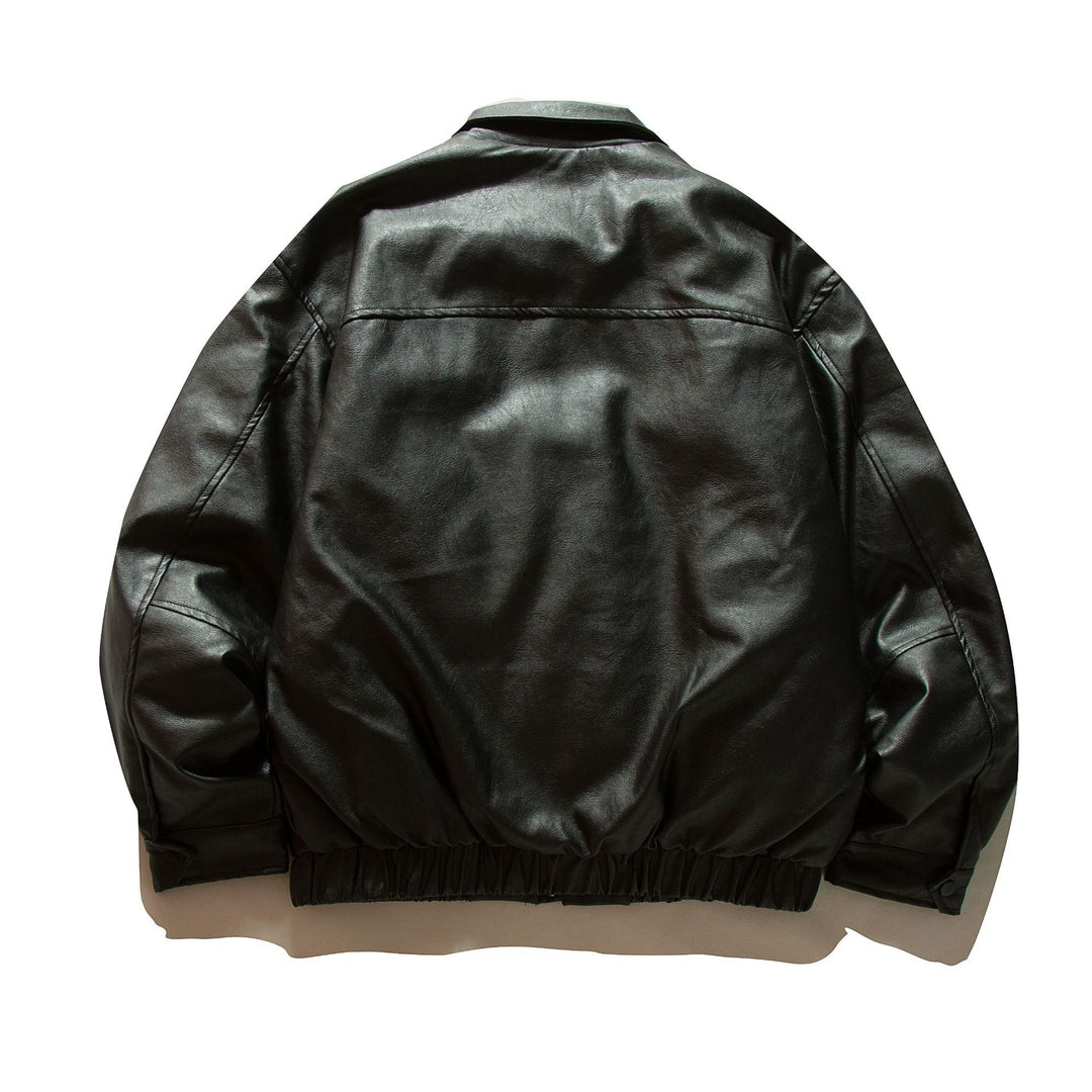 Men's Boxy Faux Leather Blouson with Flap Pockets and Elastic Hem Mune Fashion