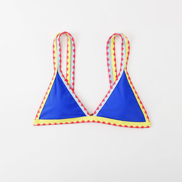 Women's triangle bikini top with colorful ruffle trim Mune Fashion