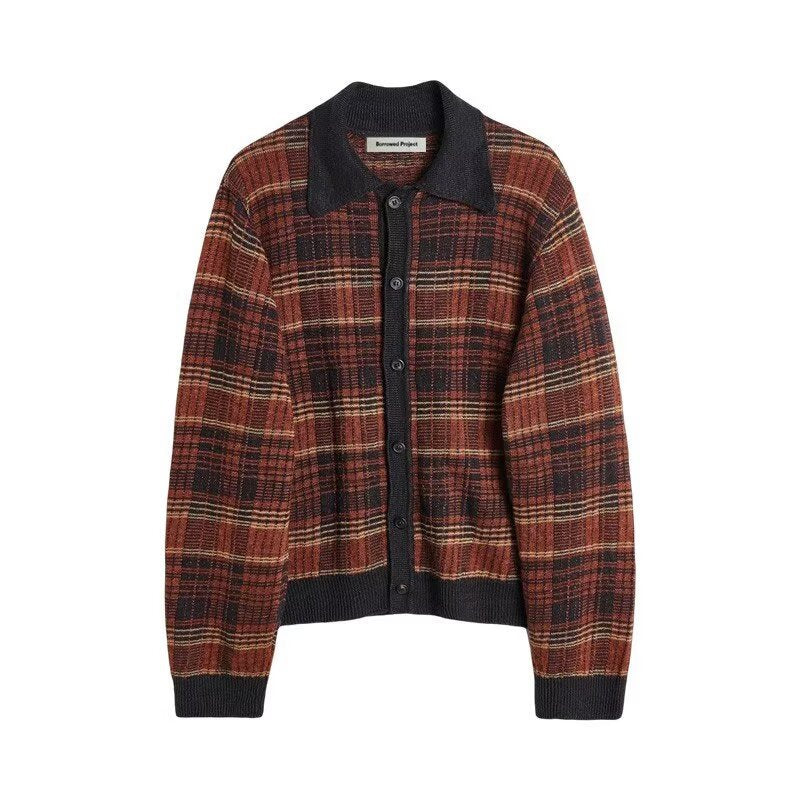 Women's Fashionable Cardigan with Check Pattern Mune Fashion