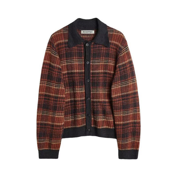Women's Fashionable Cardigan with Check Pattern Mune Fashion
