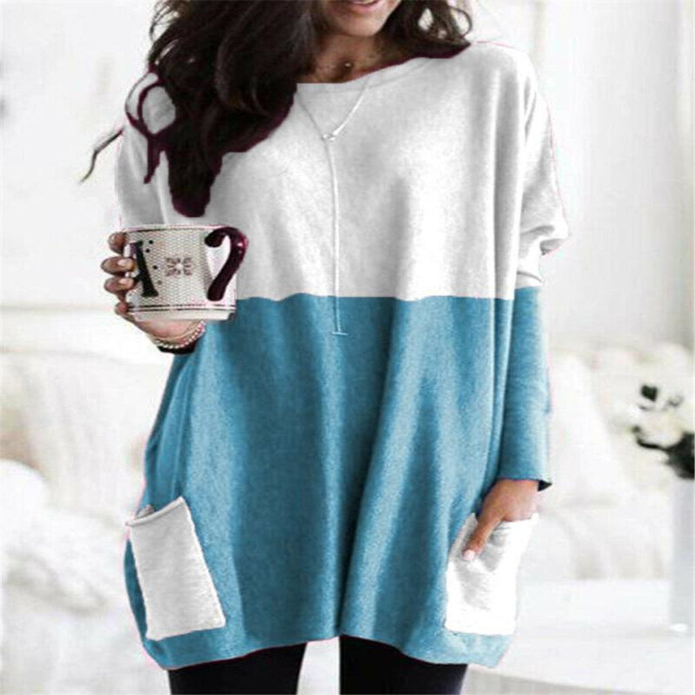 Women's oversized long shirt with contrast block and patch pockets Mune Fashion