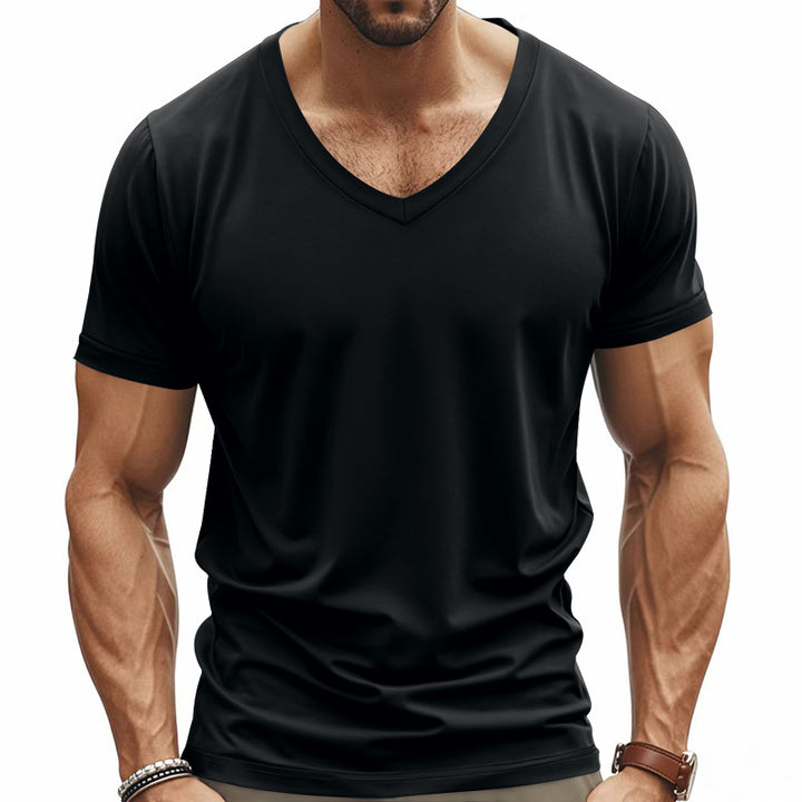Men's V-neck functional shirt made of lightweight interlock with a fitted cut Mune Fashion