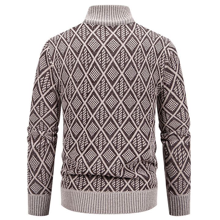 Men's knit zip jacket with diamond pattern, stand-up collar and full zip Mune Fashion