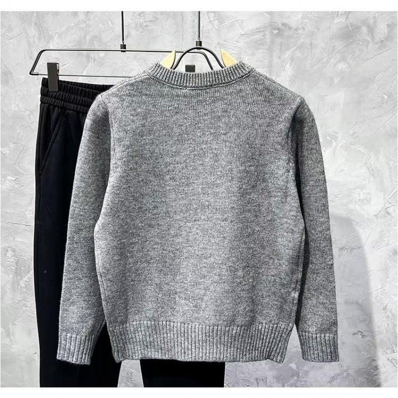 Ladies Cozy Knitted Sweater with Collar Mune Fashion