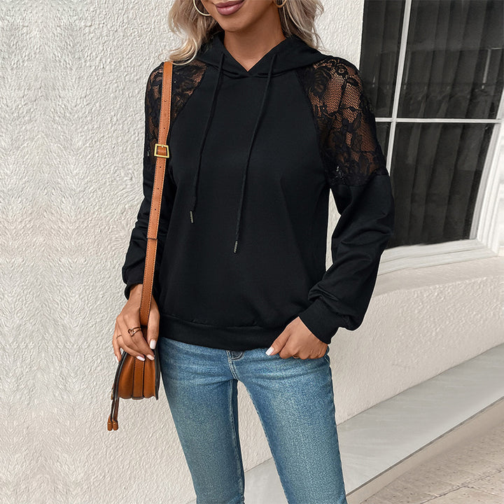 Women's Fashion Hoodie with Lace Inserts Mune Fashion