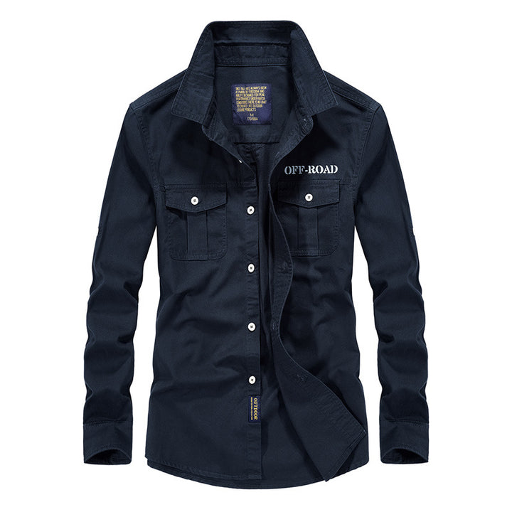 Men's Robust Canvas Utility Shirt with Chest Pockets and Kent Collar Mune Fashion