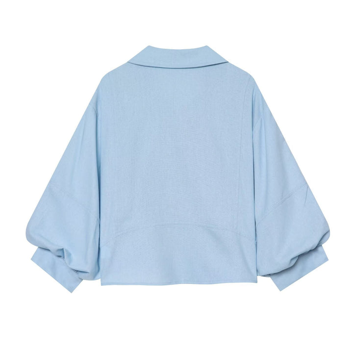 Women's loose-fit oversized blouse with balloon sleeves and shirt collar Mune Fashion