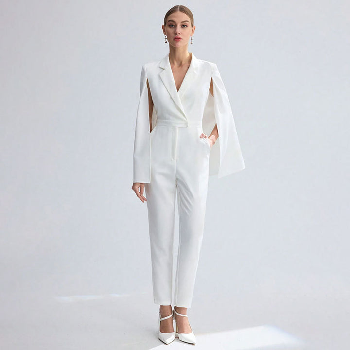 Women Elegant Jumpsuit with Cape Detail Mune Fashion