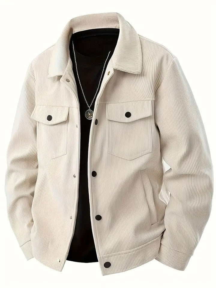 Men's cord jacket in the classic work jacket style with snap buttons and chest pockets Mune Fashion