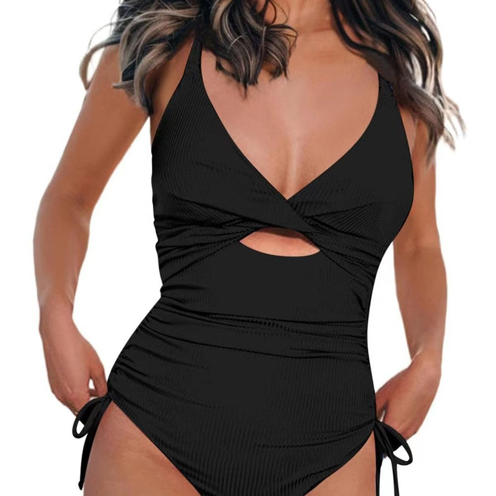 Women's one-piece swimsuit with sophisticated wrap design and trendy cut-out Mune Fashion