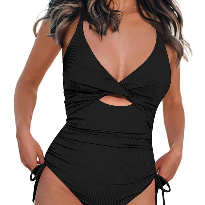 Women's one-piece swimsuit with sophisticated wrap design and trendy cut-out Mune Fashion