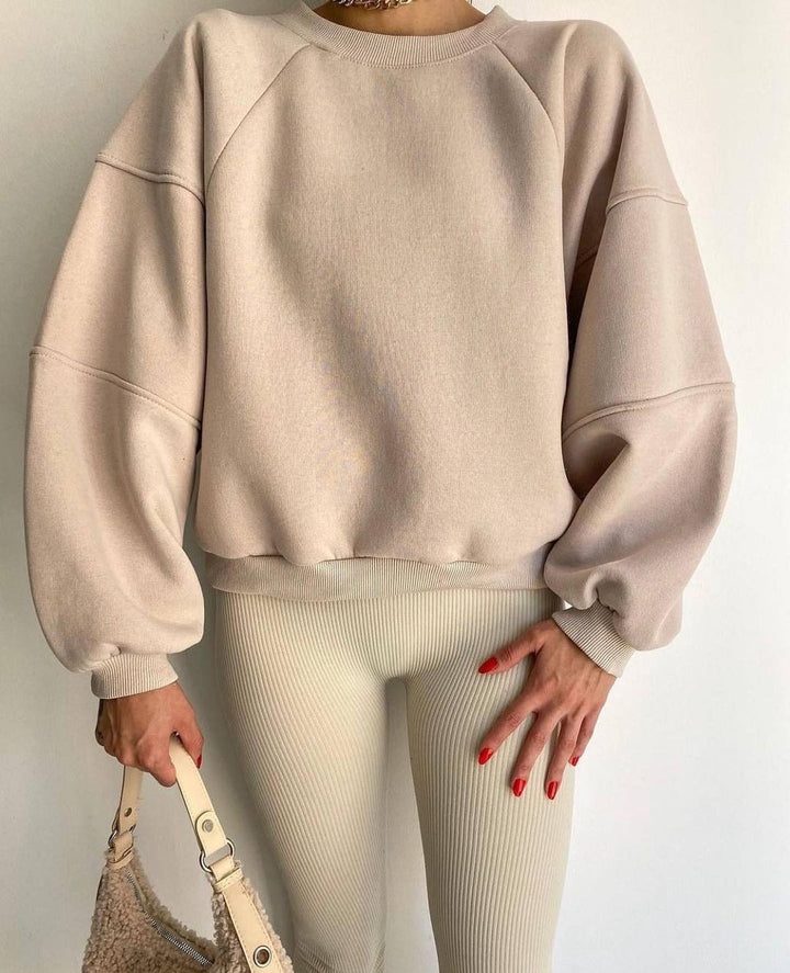 Women's Comfort Loungewear Set Oversized Sweatshirt with High-Waist Biker Shorts Mune Fashion