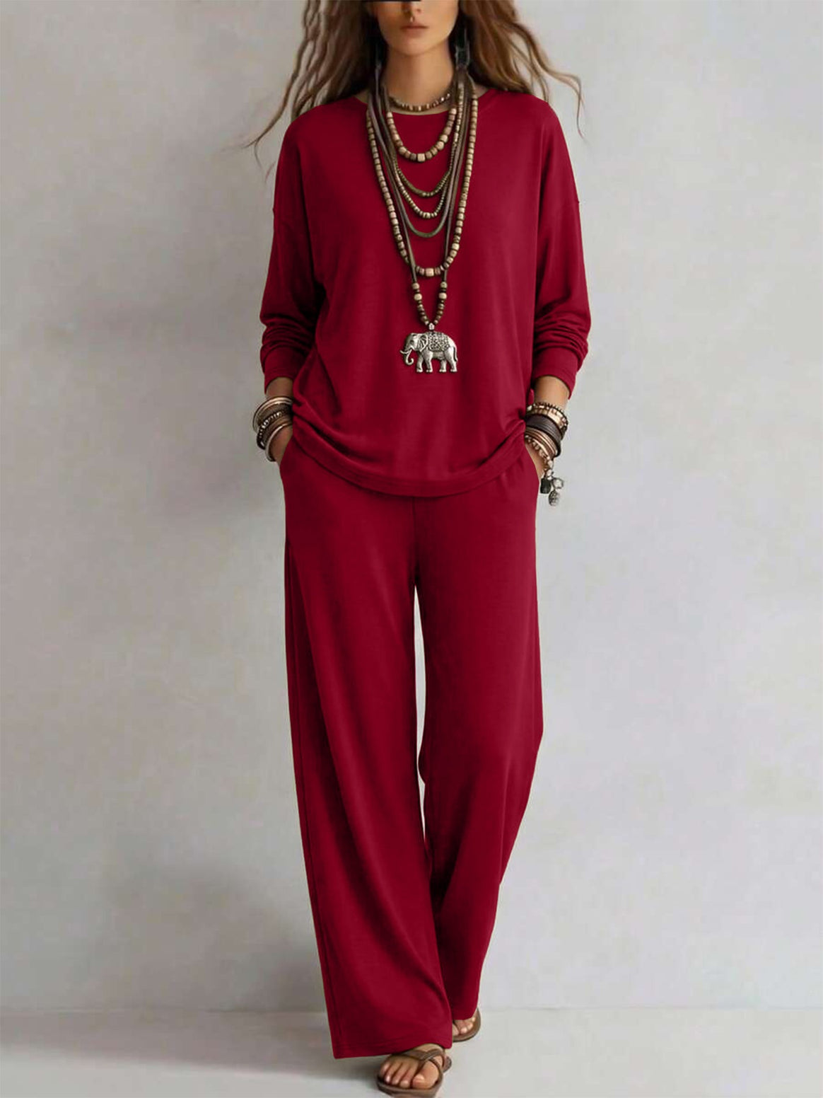 Women's loungewear set with wide waistband and oversized long sleeve shirt Mune Fashion