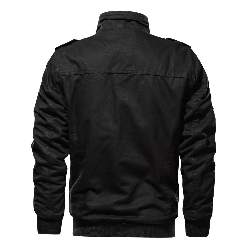 Men's field blouson made of canvas with epaulettes, utility patch pockets, and ribbed stand-up collar Mune Fashion