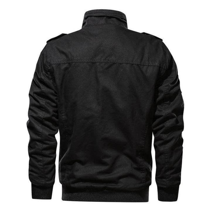 Men's field blouson made of canvas with epaulettes, utility patch pockets, and ribbed stand-up collar Mune Fashion
