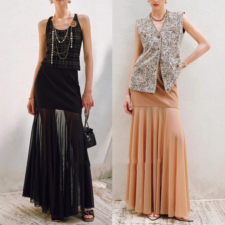 Ladies Elegant Midi Skirt made of delicate Chiffon Mune Fashion