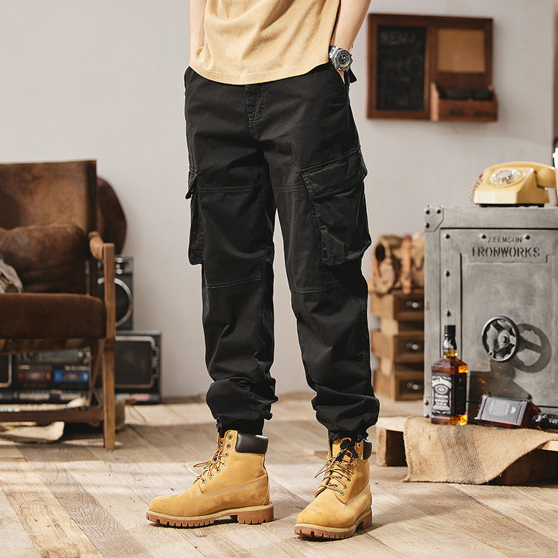 Men's Robust Utility Cargo Pants with Multiple Pockets, Reinforced Knee Panels and Straight Leg Mune Fashion