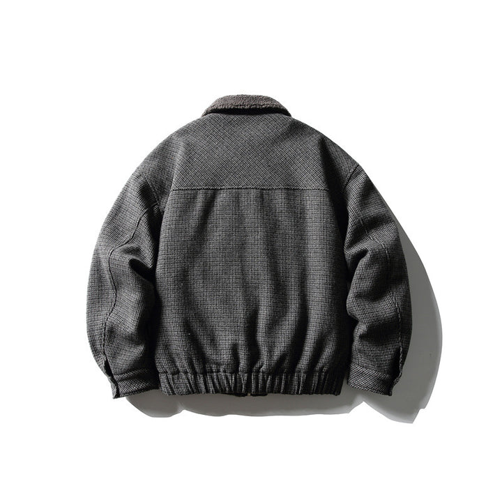 Men's boxy blouson made of wool mix with teddy trim at the collar and flap pockets