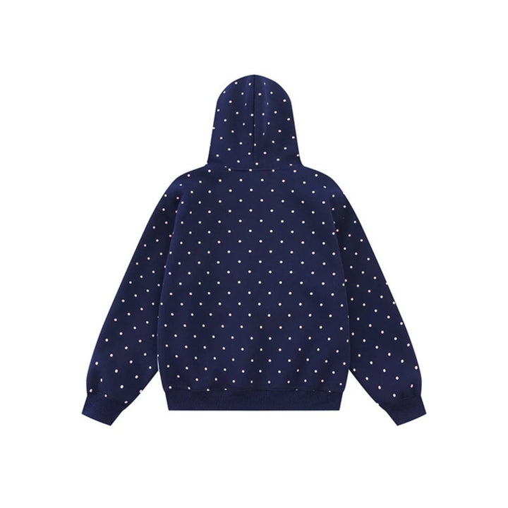 Women's hoodie with button star appliqué, allover polka dot and kangaroo pocket Mune Fashion