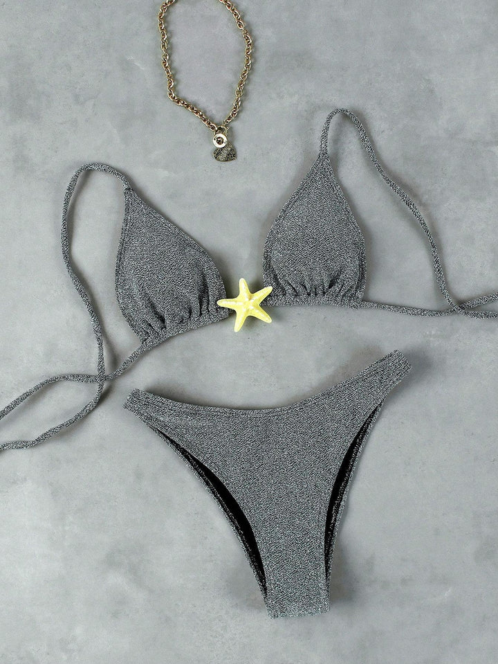 Women's triangle bikini with sparkling glitter effect and charming star detail Mune Fashion