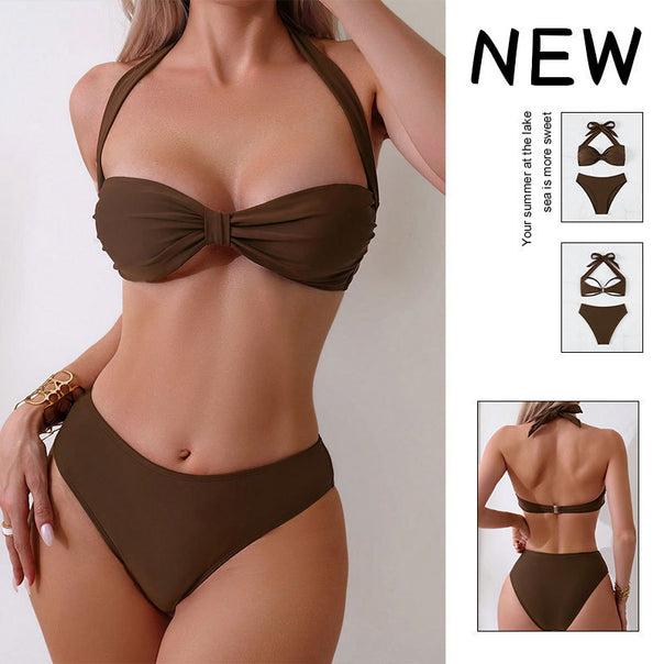 Women Bandeau Bikini with fashionable knot detail and high-cut briefs Mune Fashion