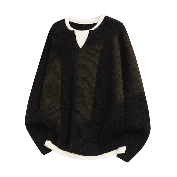 Women Elegant Casual Sweater with V-Neck and Loose Fit Mune Fashion