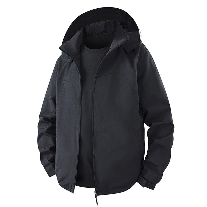 Men's Lightweight Water-Repellent Hooded Shell Jacket with Breathable Mesh Lining and Adjustable Hem Mune Fashion