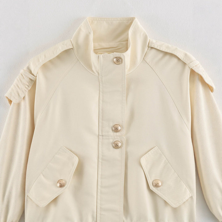 Women's short parka in field style with drawstring, flap pockets and stand-up collar Mune Fashion