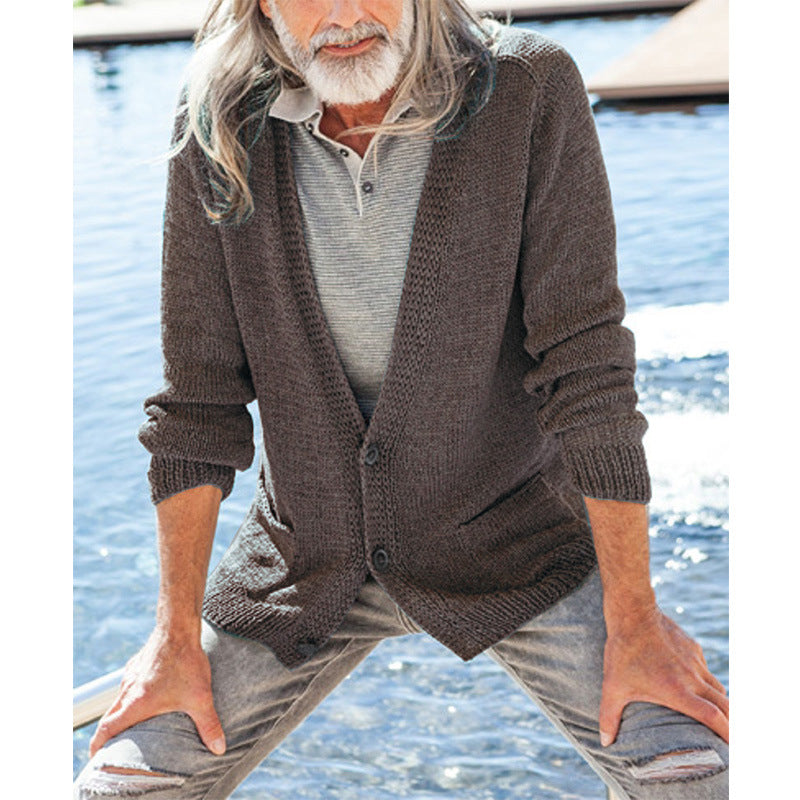Men's knit cardigan with hood and patch pockets Mune Fashion