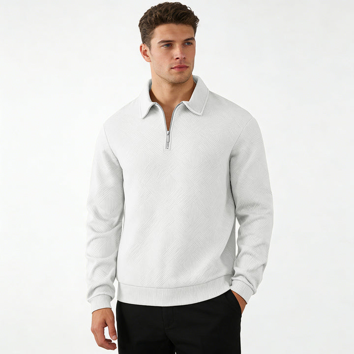Men's Structured Half-Zip Sweater with Collar and Ribbed Cuffs Mune Fashion
