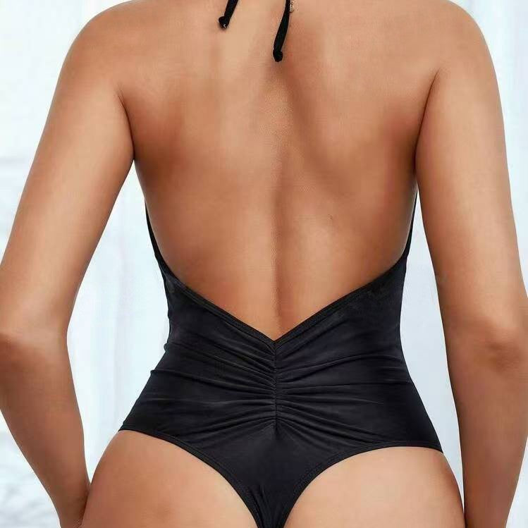 Women's one-piece swimsuit with deep V-neckline and adjustable straps Mune Fashion