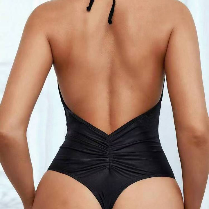 Women's one-piece swimsuit with deep V-neckline and adjustable straps Mune Fashion