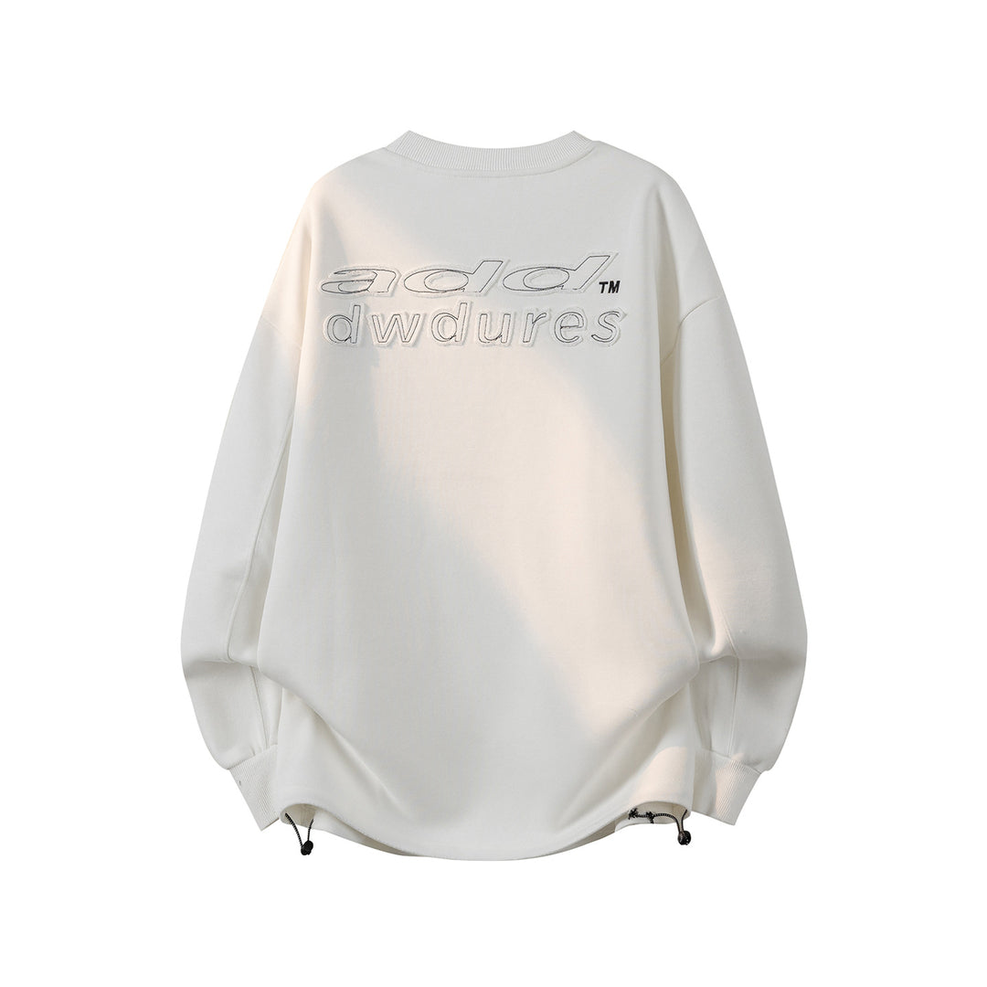 Women's Oversized Sweatshirt with Embroidered Logo, Rounded Hem & Dropped Shoulder Mune Fashion