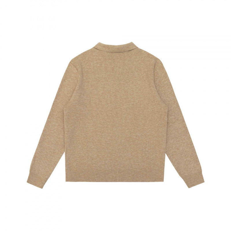 Men's fine knit polo shirt with ribbed structure, long sleeves and classic collar Mune Fashion