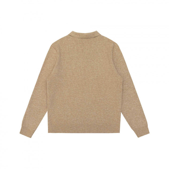 Men's fine knit polo shirt with ribbed structure, long sleeves and classic collar Mune Fashion