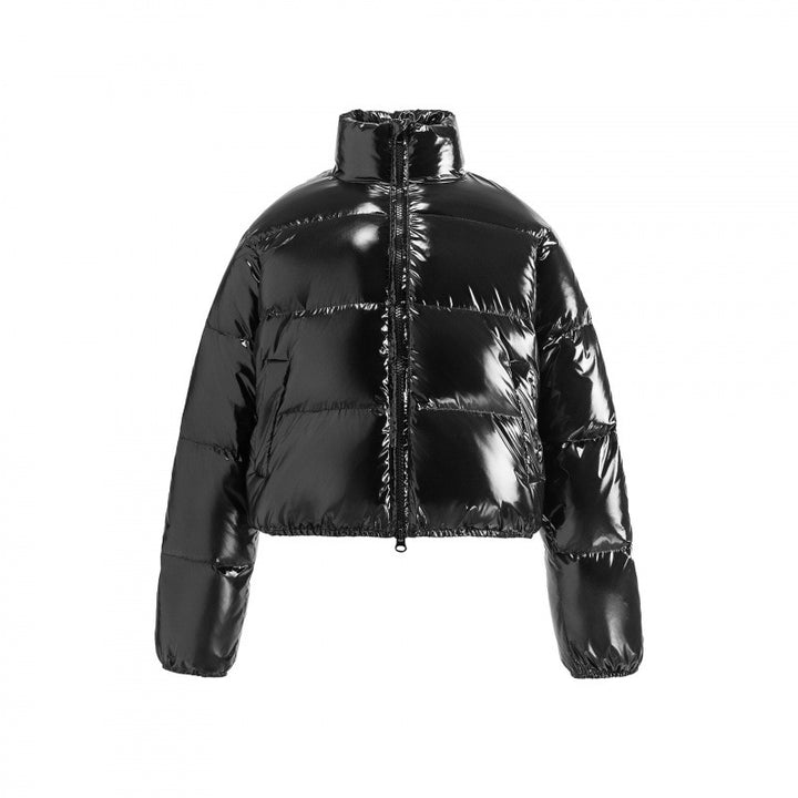 Women's short shiny padded jacket in cropped fit with high stand-up collar Mune Fashion